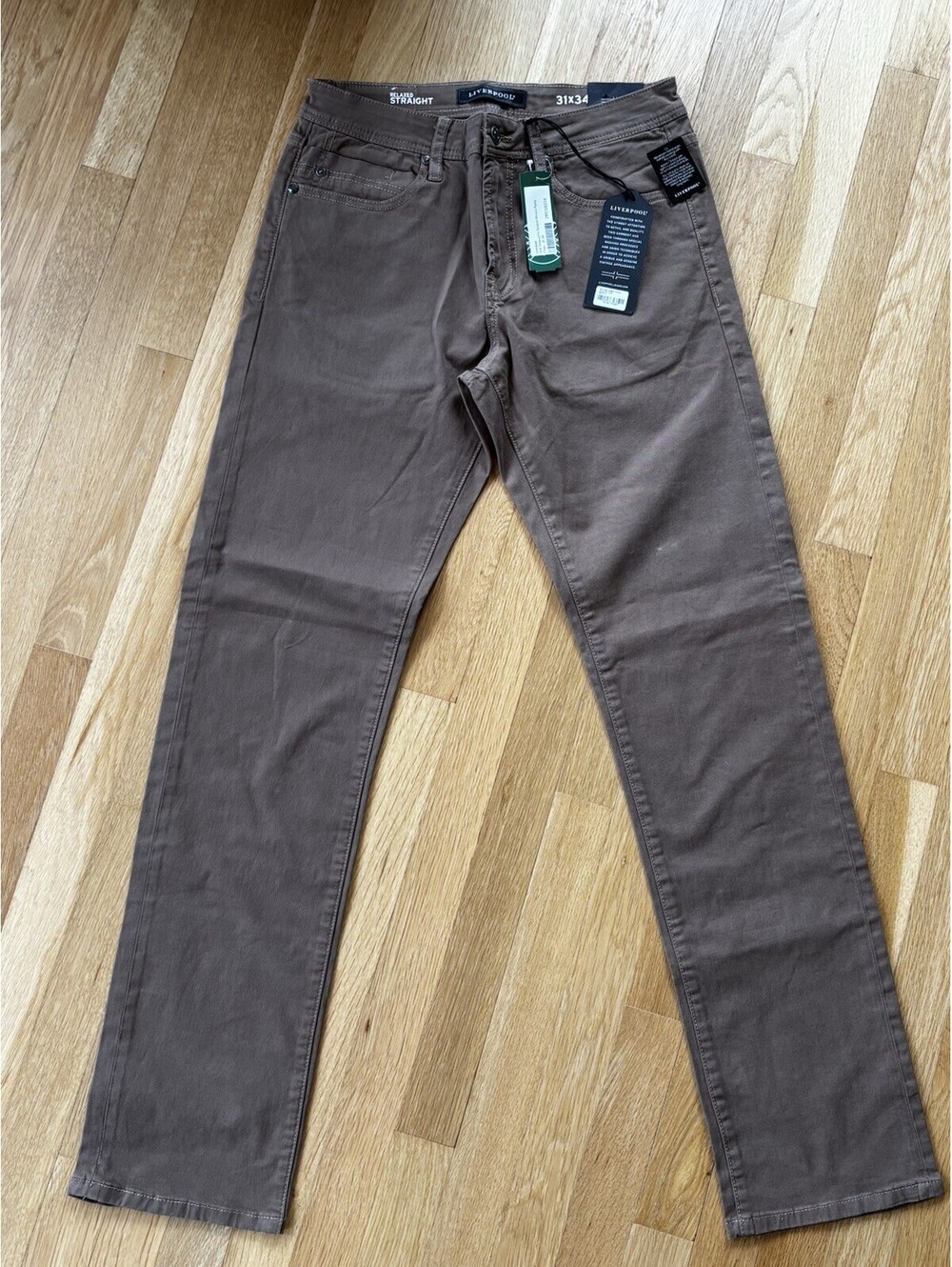 Liverpool Relaxed Straight Men’s Pants 31x34 Brown Stretch Casual Chino NWT